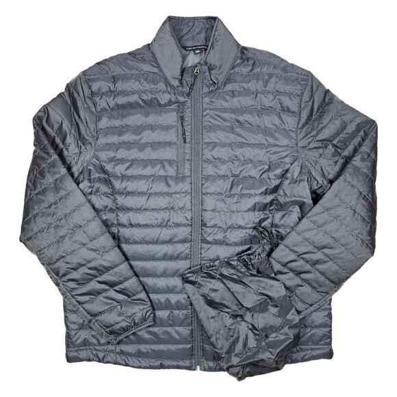 Port Authority Puffer Jacket Mens 2XL Gray Blue Packable Lightweight Winter Coat